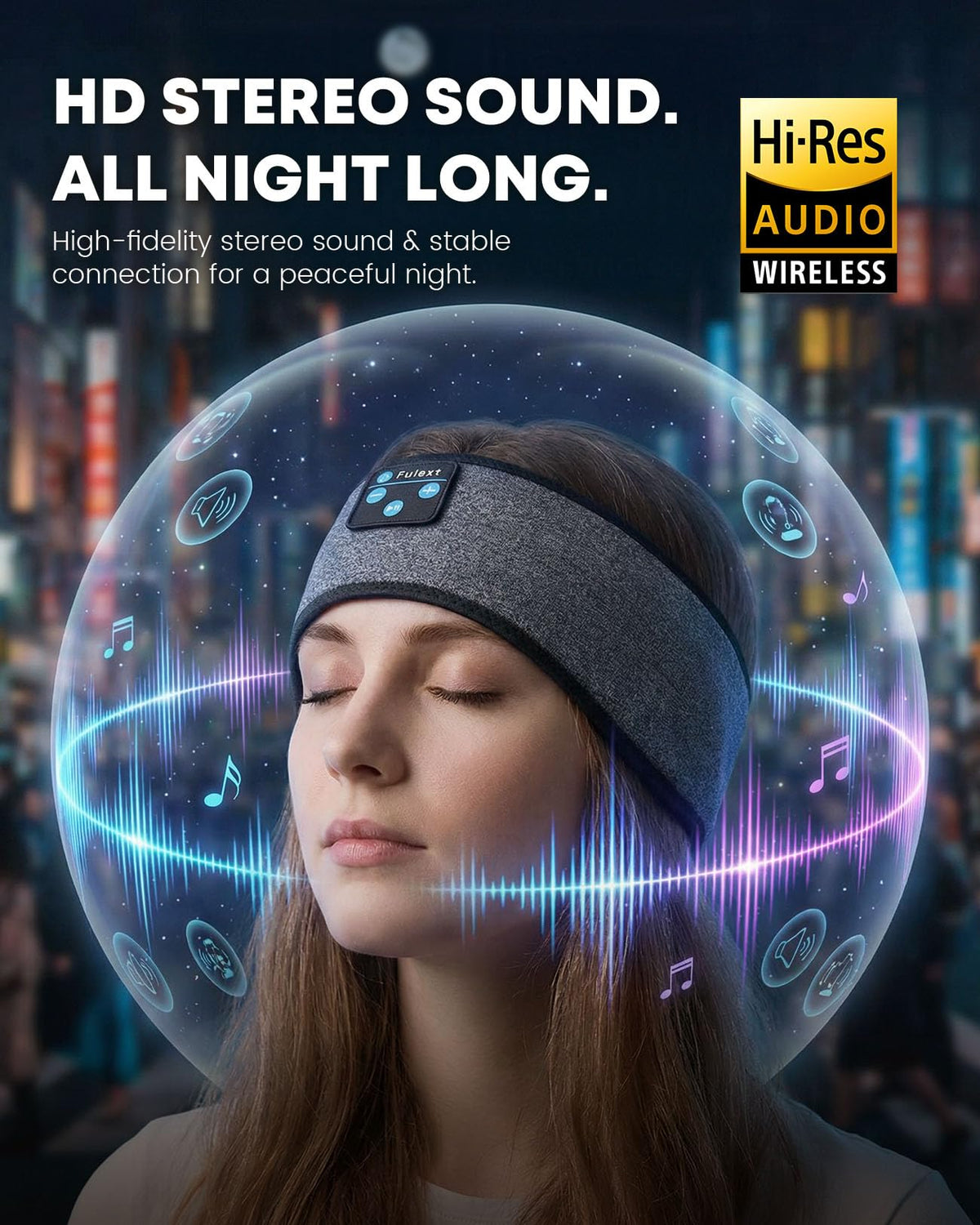 Fulext Sleep Headphones with built-in mic for hands-free calls during workouts