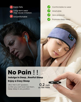 Fulext sleep headband worn for side sleeping comfort.