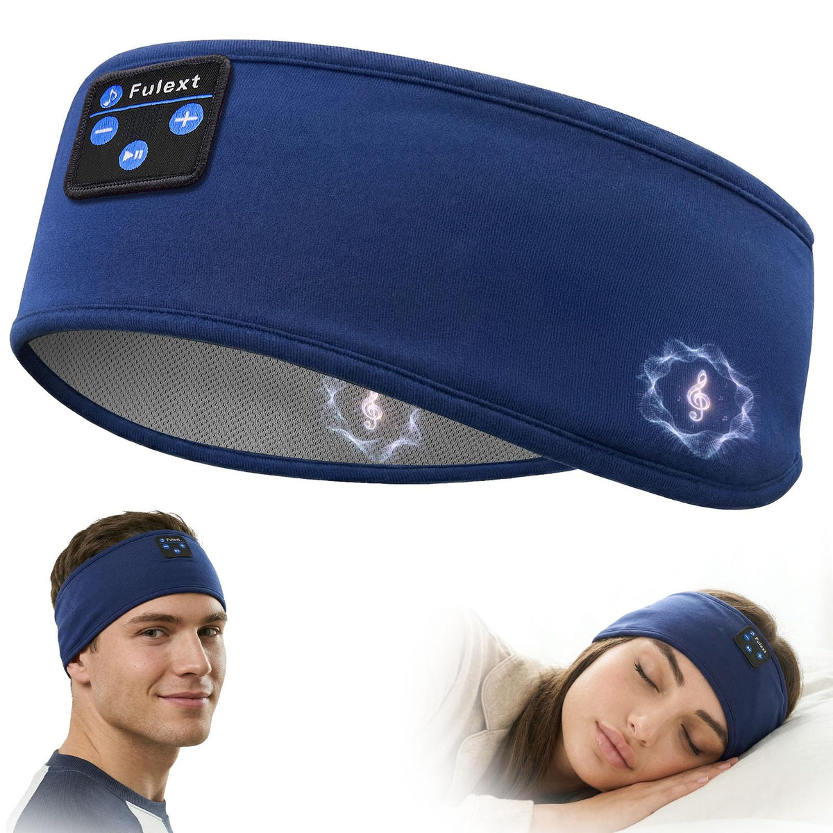 Fulext sleeping headphones headband worn for comfortable, hands-free audio during sleep.