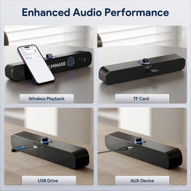 FULMINARE 4-in-1 playback options: Bluetooth, TF card, USB, and AUX