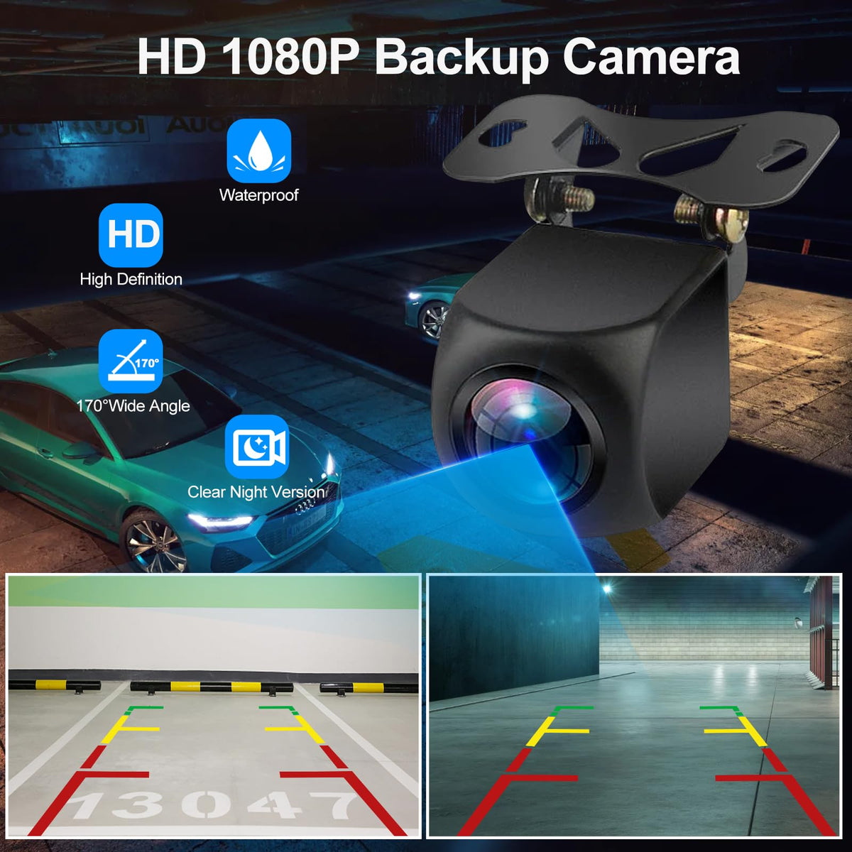 FUNAURORE waterproof backup camera closeup improving rear visibility benefit