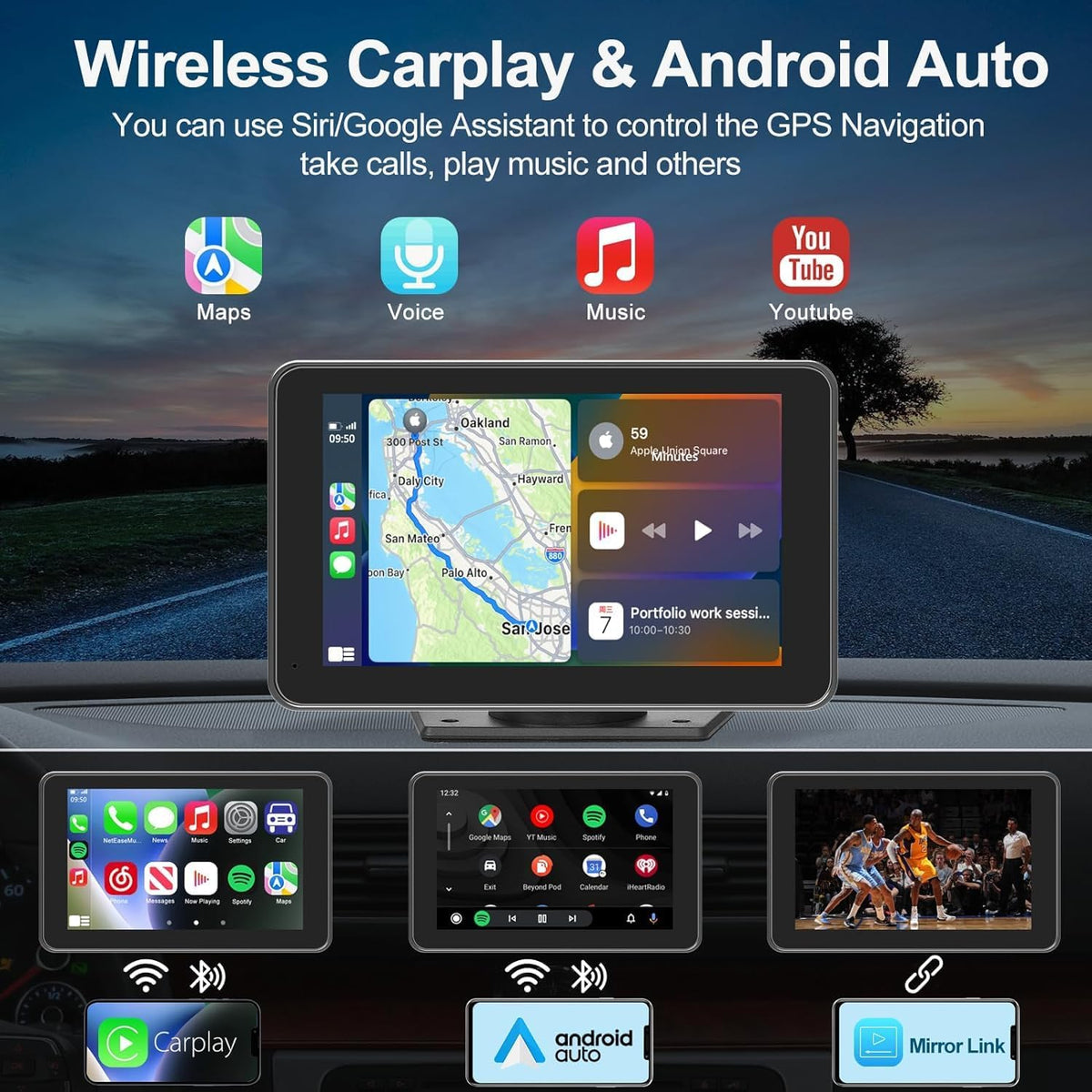 FUNAURORE dashboard installation with suction cup mount for easy setup benefit