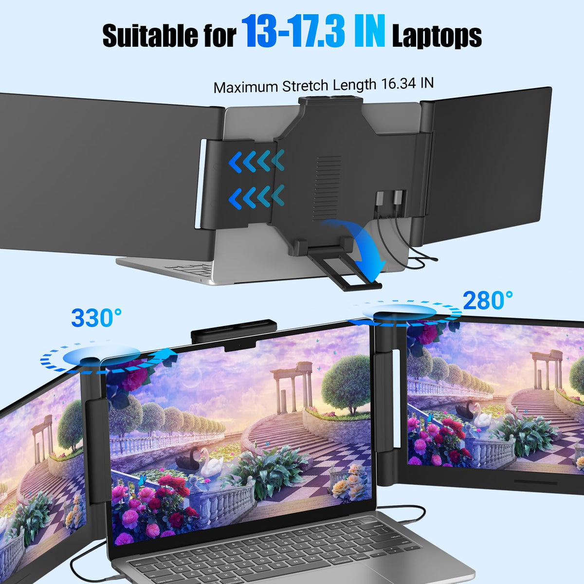 Funhill left-rotation 330 degrees enables customized viewing angles