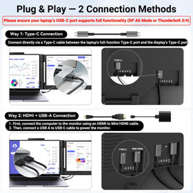 Funhill portable-monitor-usb-c-hdmi-connectivity plug-and-play with many devices.