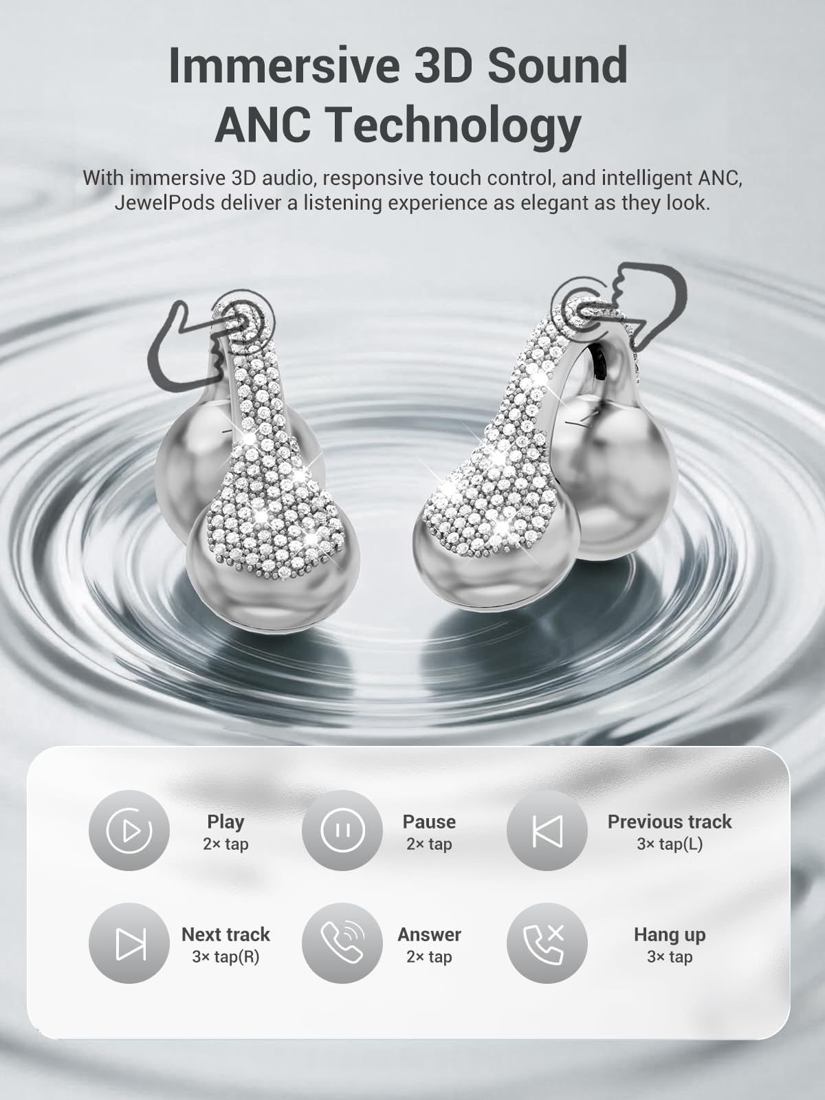 FunnyEh JewelPods C01 Pro auto-pair after five seconds and touch controls