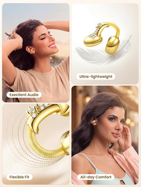 FUNNYEAH JewelPods C3 worn on ear in lifestyle scene for comfortable hands-free listening
