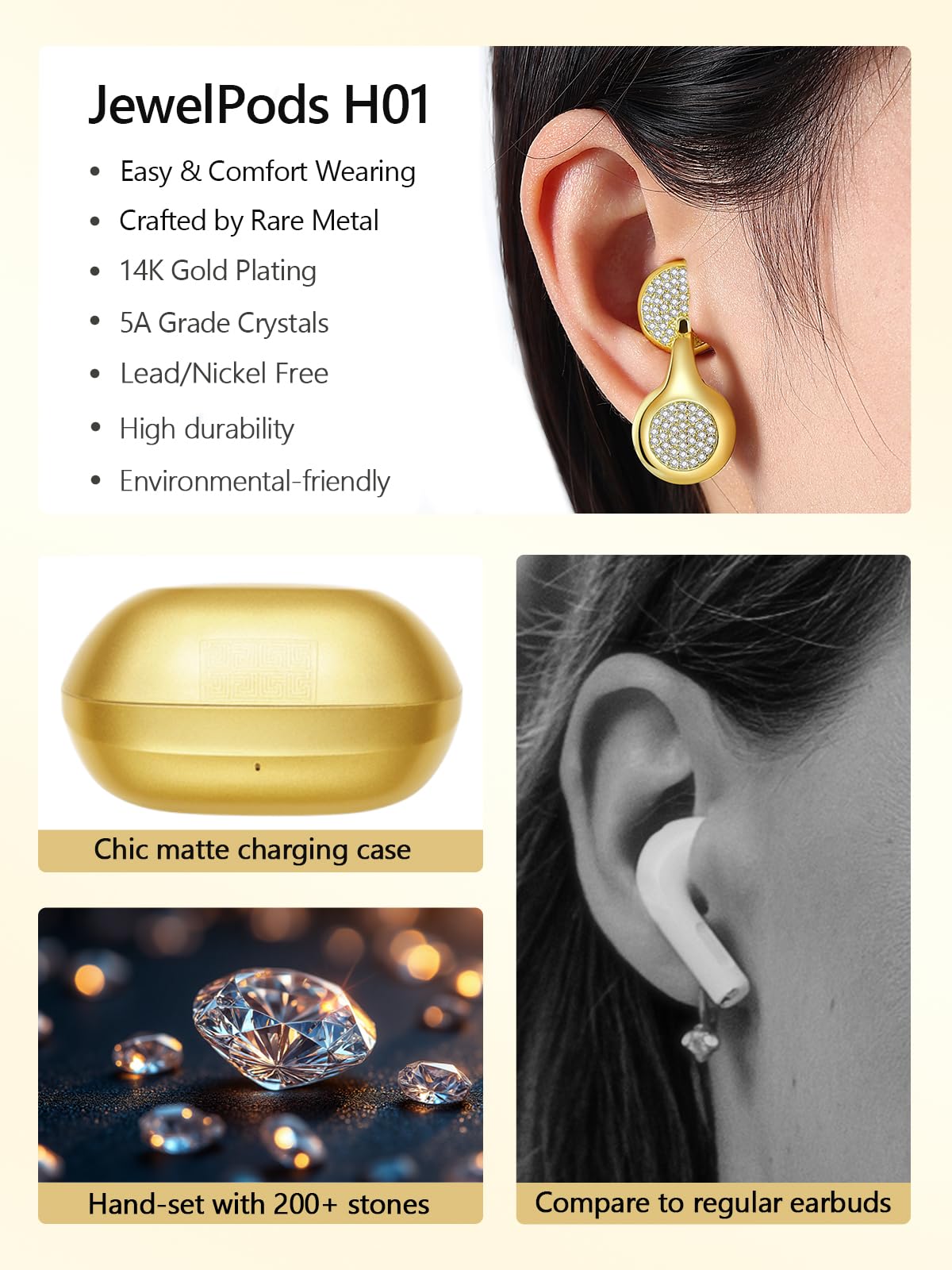 FUNNYEAH JewelPods H01 jewelry-cleaning cloth included for pristine care.