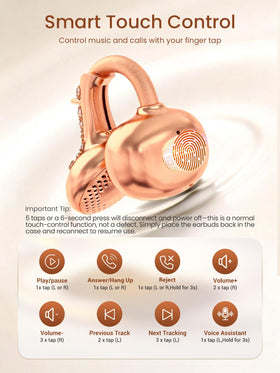 FUNNYEAH earbuds worn on ear in lifestyle scene offering ambient awareness and safety