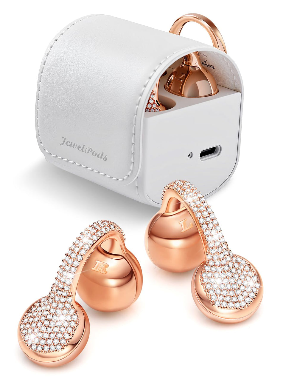 FunnyYeah JewelPods C01 Pro front view highlights jewelry-inspired elegance and open-ear comfort.
