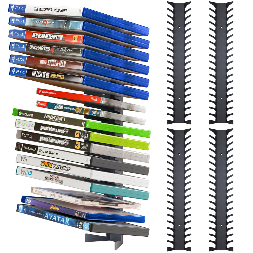 Funturbo wall-mount storage four-pack holds up to 18 discs per holder for a tidy game setup