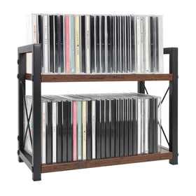 FUPMILPHRANX 2-Tier CD Holder top shelf display for quick access.