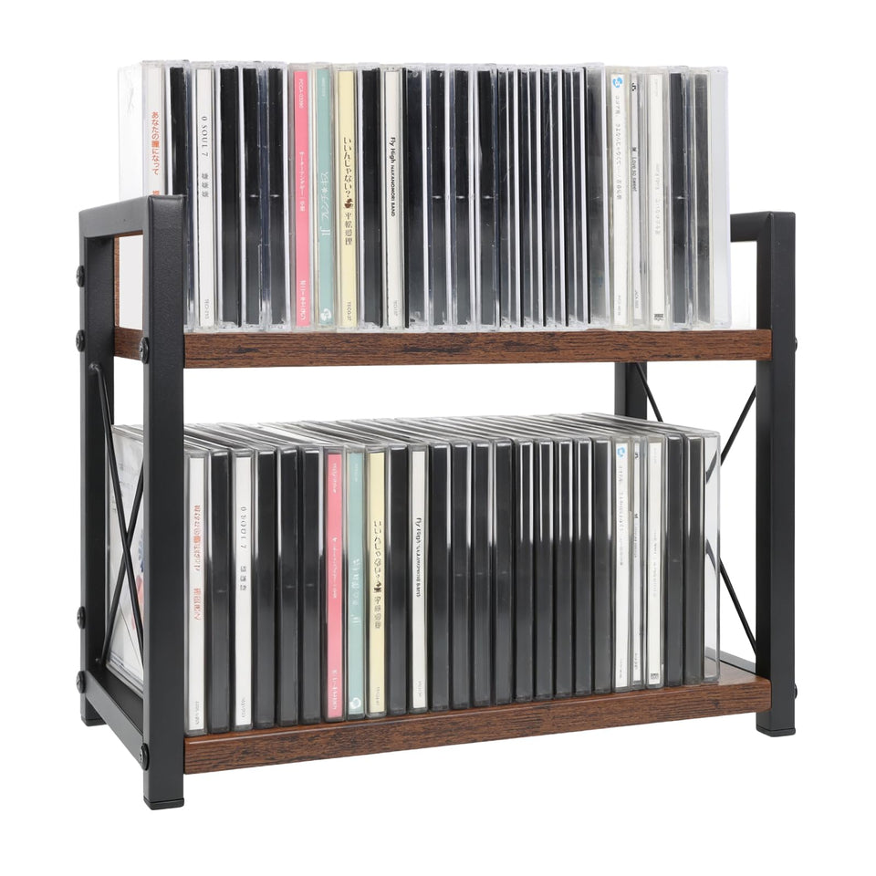 FUPMILPHRANX 2-Tier CD Holder top shelf display for quick access.