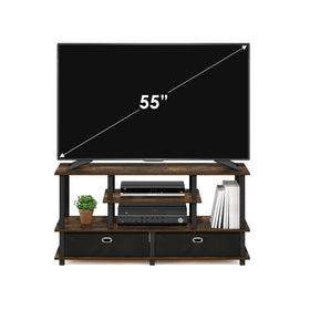 Furinno JAYA TV Stand dimensions: 47.63W x 15.55D x 22.79H inches for planning.