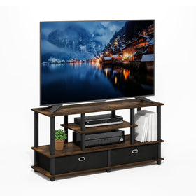 Furinno JAYA TV Stand durable composite wood construction with rounded corners for safety.