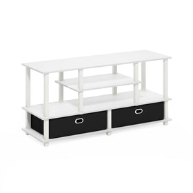Furinno JAYA TV stand rounded corners help prevent bumps in busy spaces.