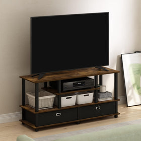 Furinno JAYA TV Stand tool-less assembly enables quick setup without tools.