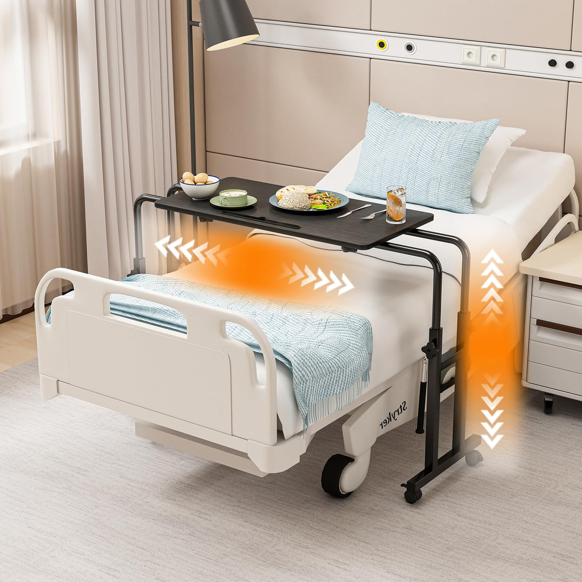 Furist overbed table easy-assembly design speeds setup and use.