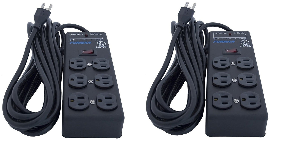 Furman SS6B six-outlet power block delivering organized, safe multi-device power.
