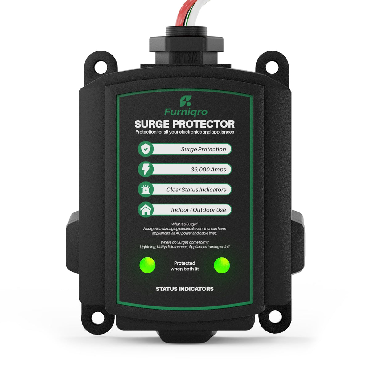 Furniqro label specifications close-up showing voltage and amp ratings for clear reference