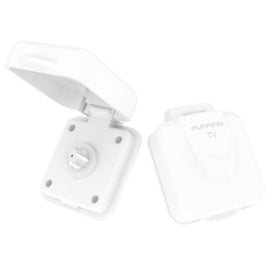 Furrion mini TV/SAT inlet with flip-up door for easy outdoor access.