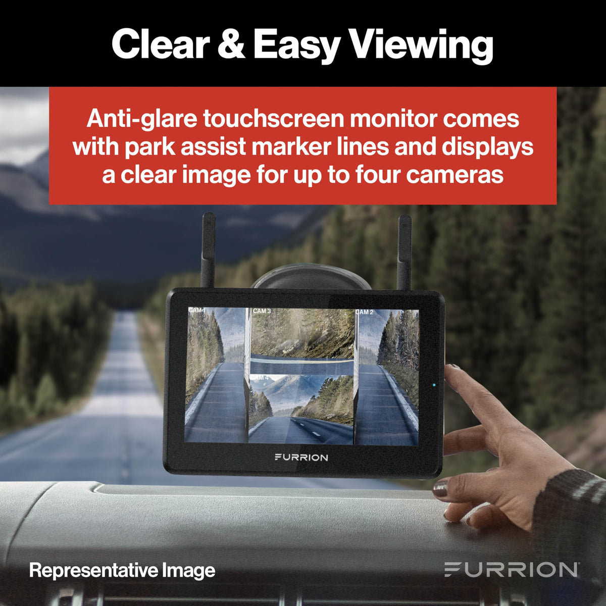 Furrion Vision S+ with SD card recording captures exterior activity.