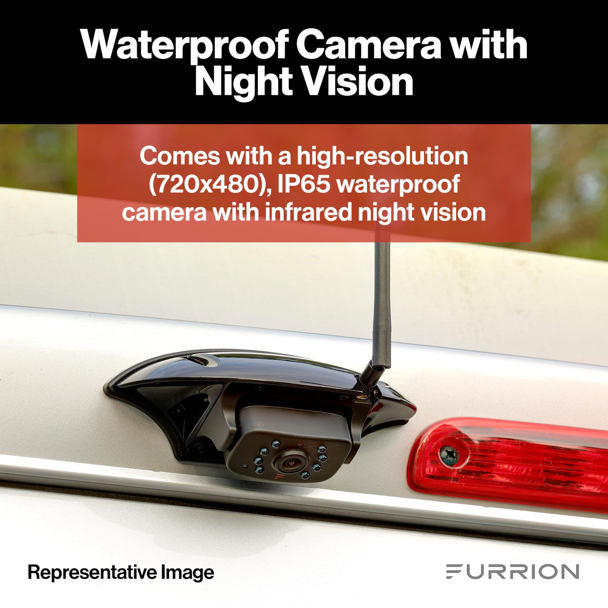 Furrion wide-angle view shows more surroundings during lane changes.
