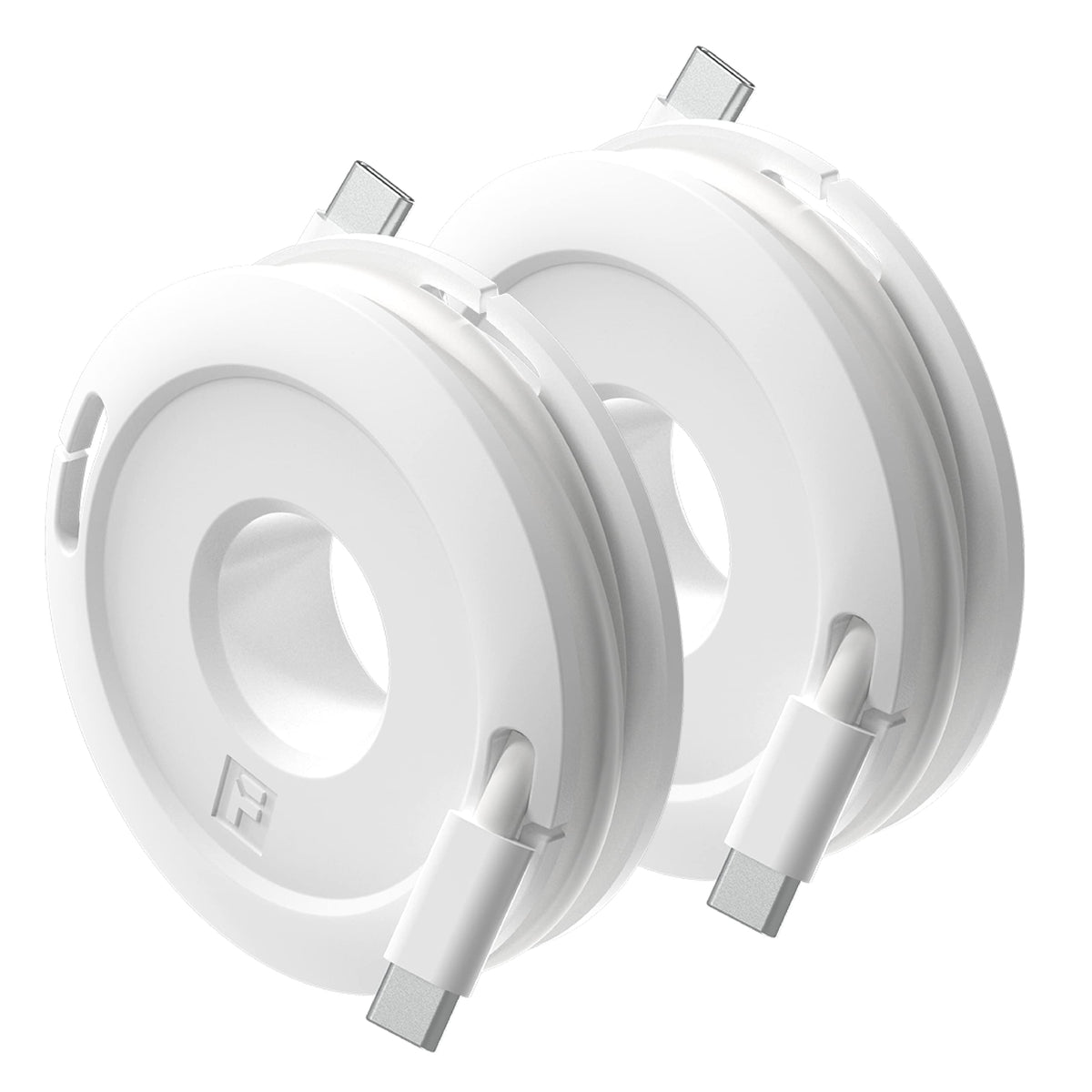 Fuse Side Winder Mini & Max white, cables neatly coiled for travel convenience.
