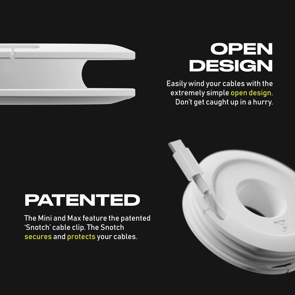 Universal compatibility with earbuds and USB cables using Fuse Side Winder.