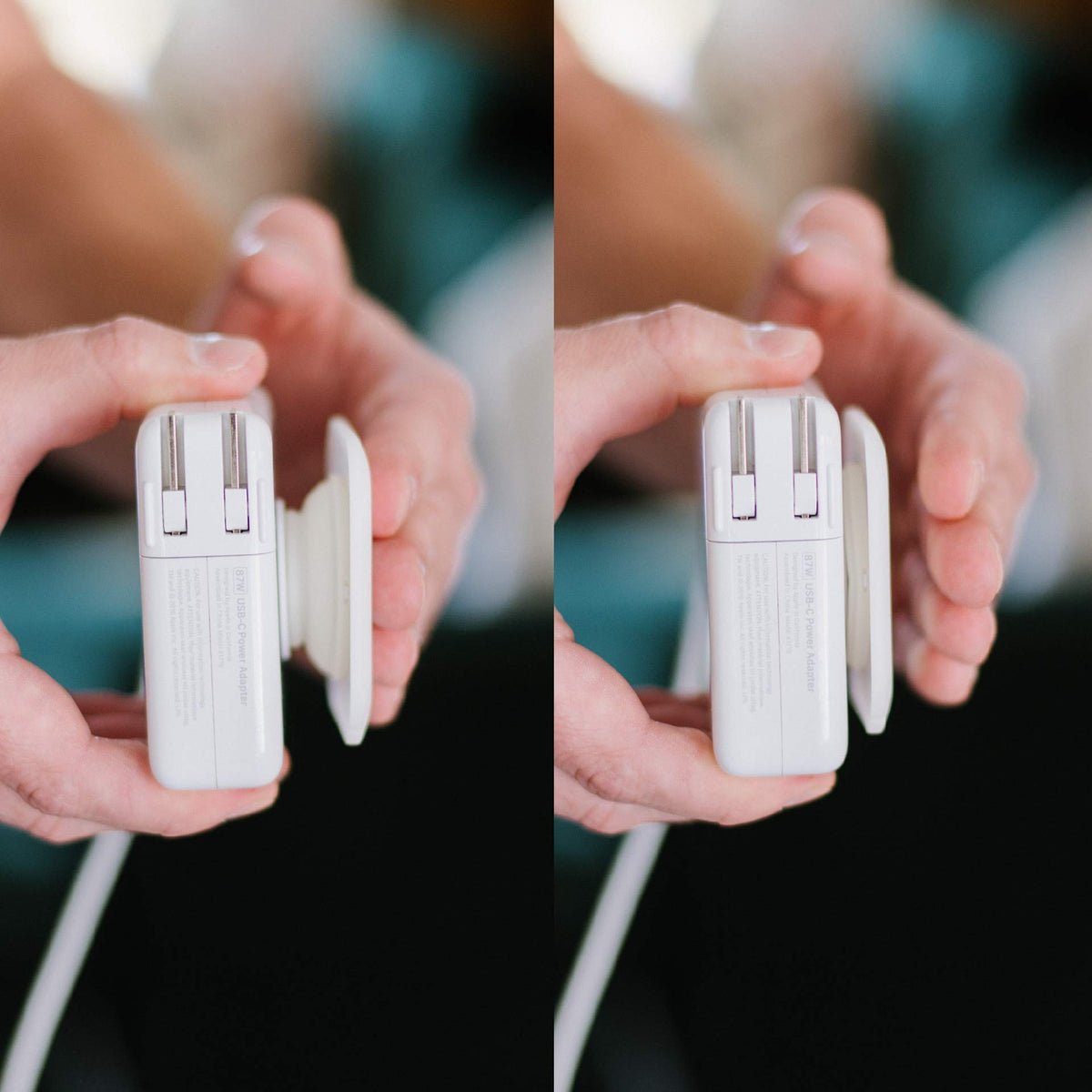 Fuse Side Kick open with adapter and cable arranged for travel readiness