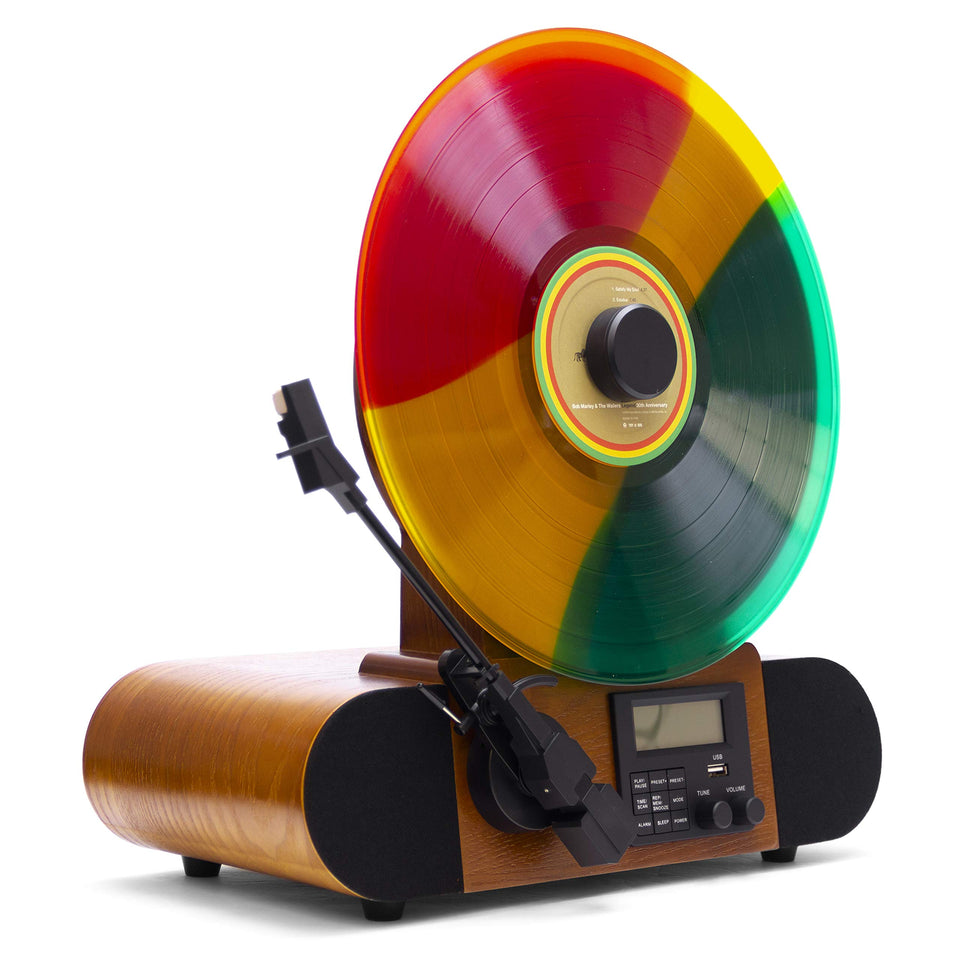 Fuse Vert vertical vinyl player front view as a stylish living room centerpiece