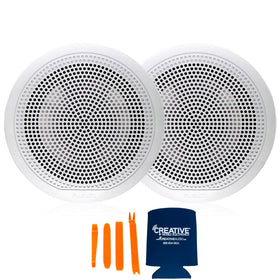 Fusion EL Series 6.5-inch speakers in white with classic grills for clear on-deck sound.