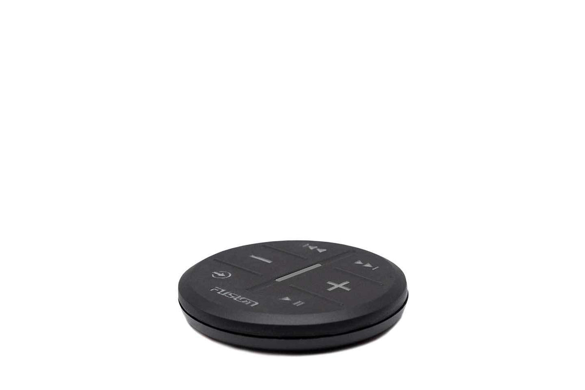 Fusion MS-ARX70B remote back view with ergonomic grip for comfortable Garmin use.