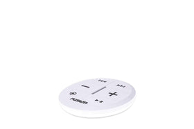 Fusion MS-ARX70W remote back view highlights sleek white finish and easy button access.
