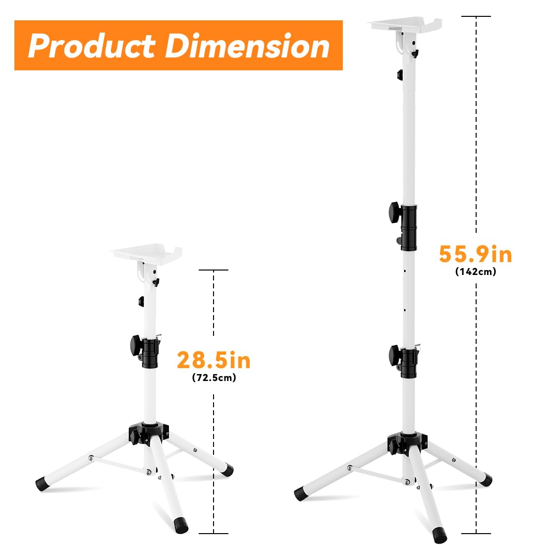 futrue-wolker tripod beside measuring tape showing height range clarity