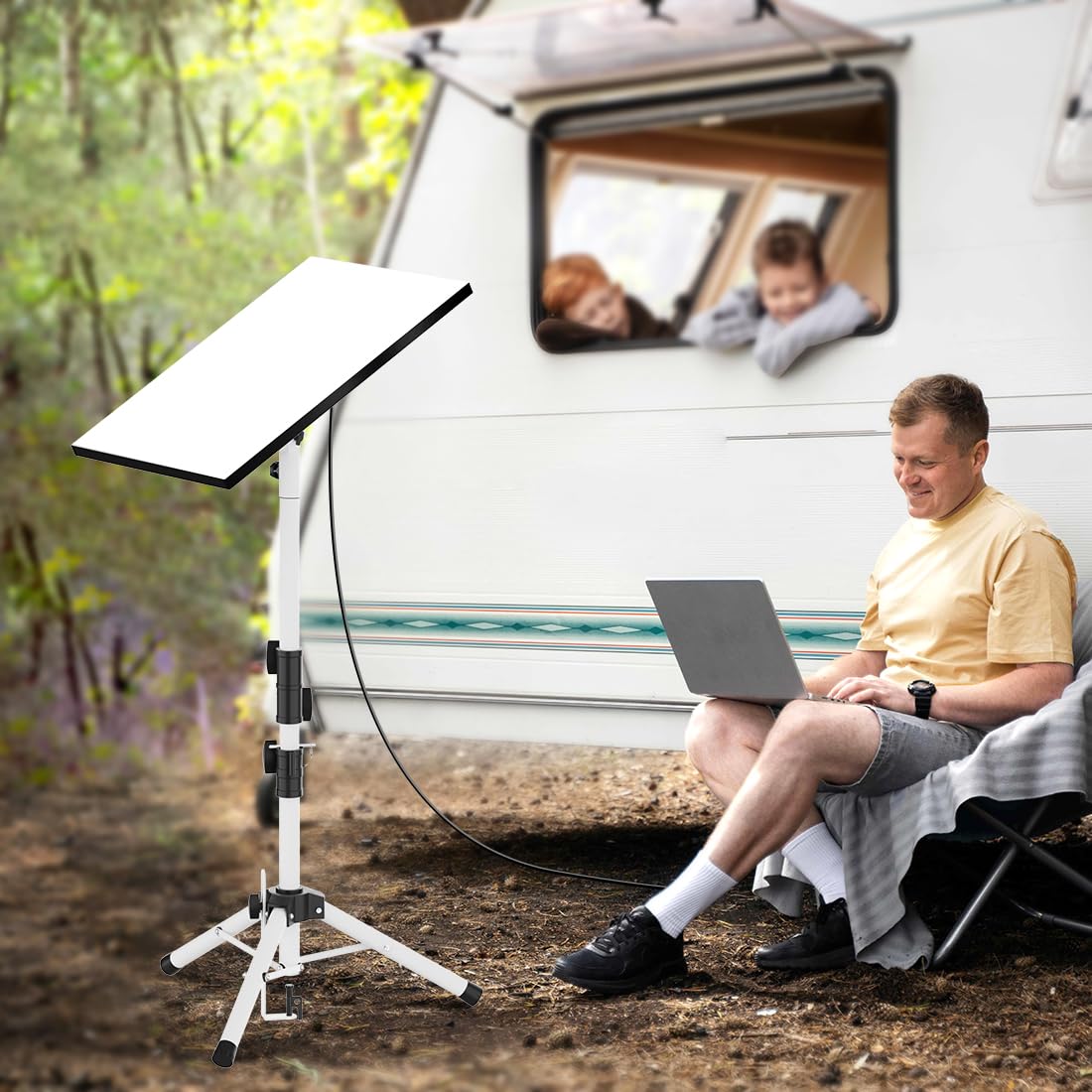 futrue-wolker tripod fully extended demonstrating adjustable height advantage