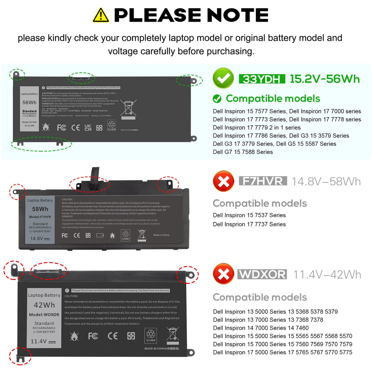 Futurebatt label close-up with part numbers for easy compatibility check