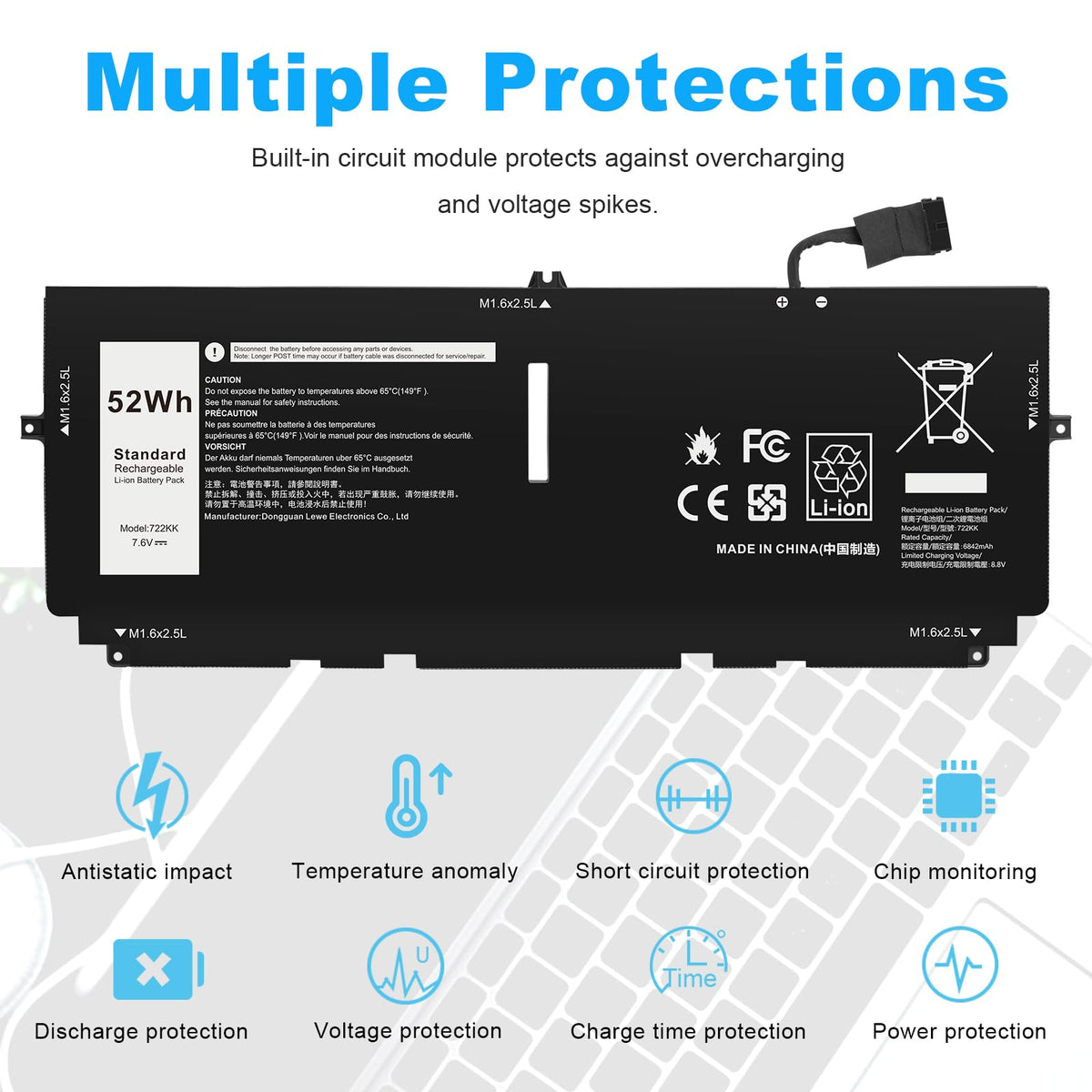 Futurebatt installed in Dell XPS 13 demonstrating direct replacement convenience