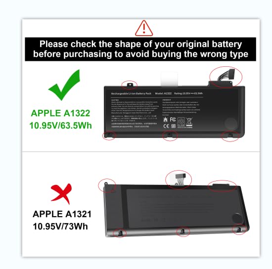 Futurebatt A1322 close-up of printed label and capacity, helps confirm compatibility