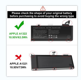 Futurebatt A1322 close-up of printed label and capacity, helps confirm compatibility