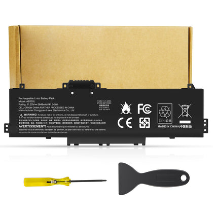 Futurebatt AE03XL front view showing battery shape and model label for correct replacement