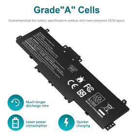 Futurebatt AE03XL installed in HP laptop bay showing snug fit and restored power