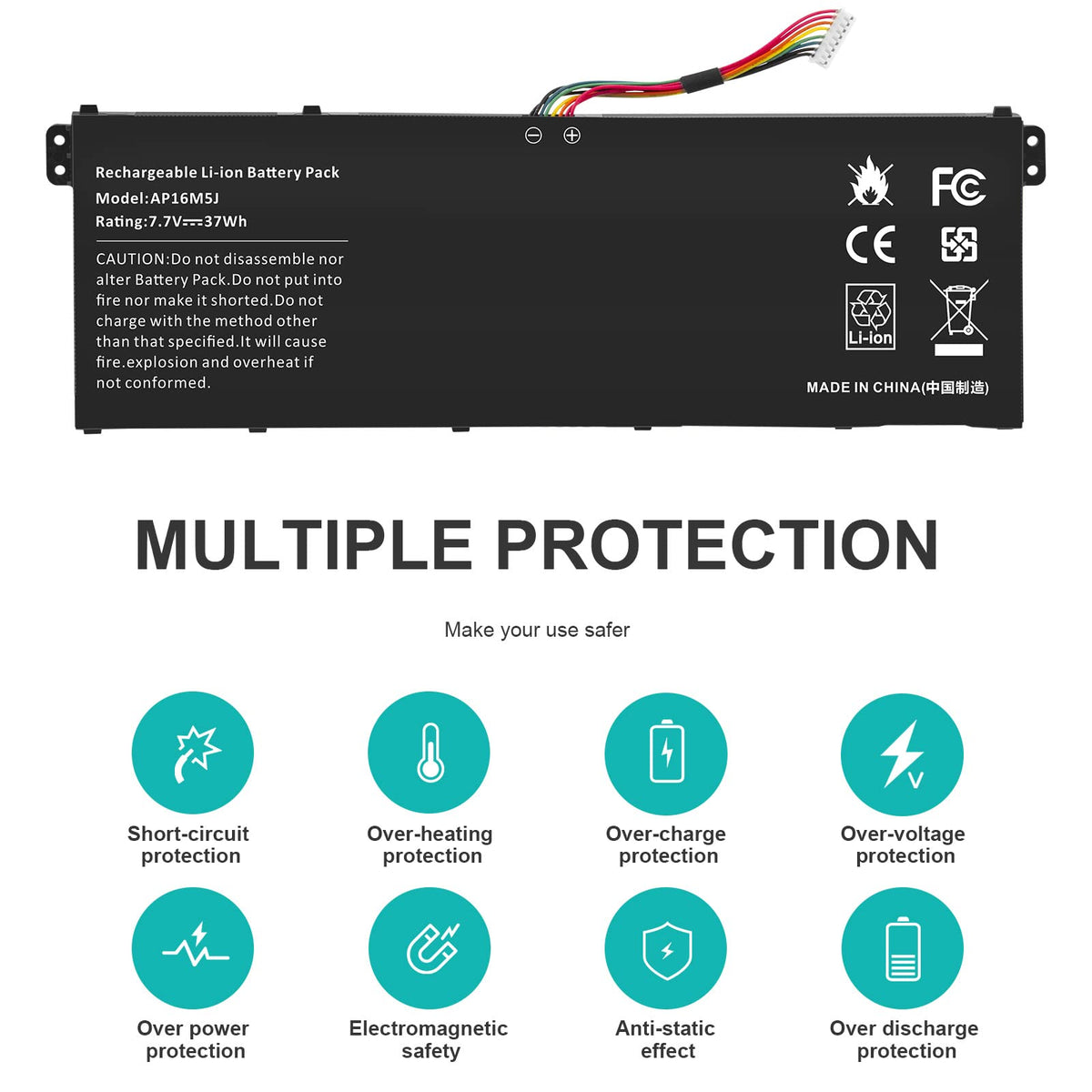 Futurebatt AP16M5J battery inside laptop demonstrates secure fit during installation.