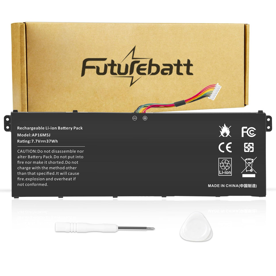 Futurebatt AP16M5J battery pack close-up for reliable Acer notebook power.