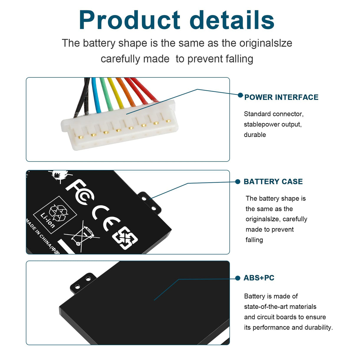 Futurebatt AP18E7M safety protections including overcharge and overtemperature.