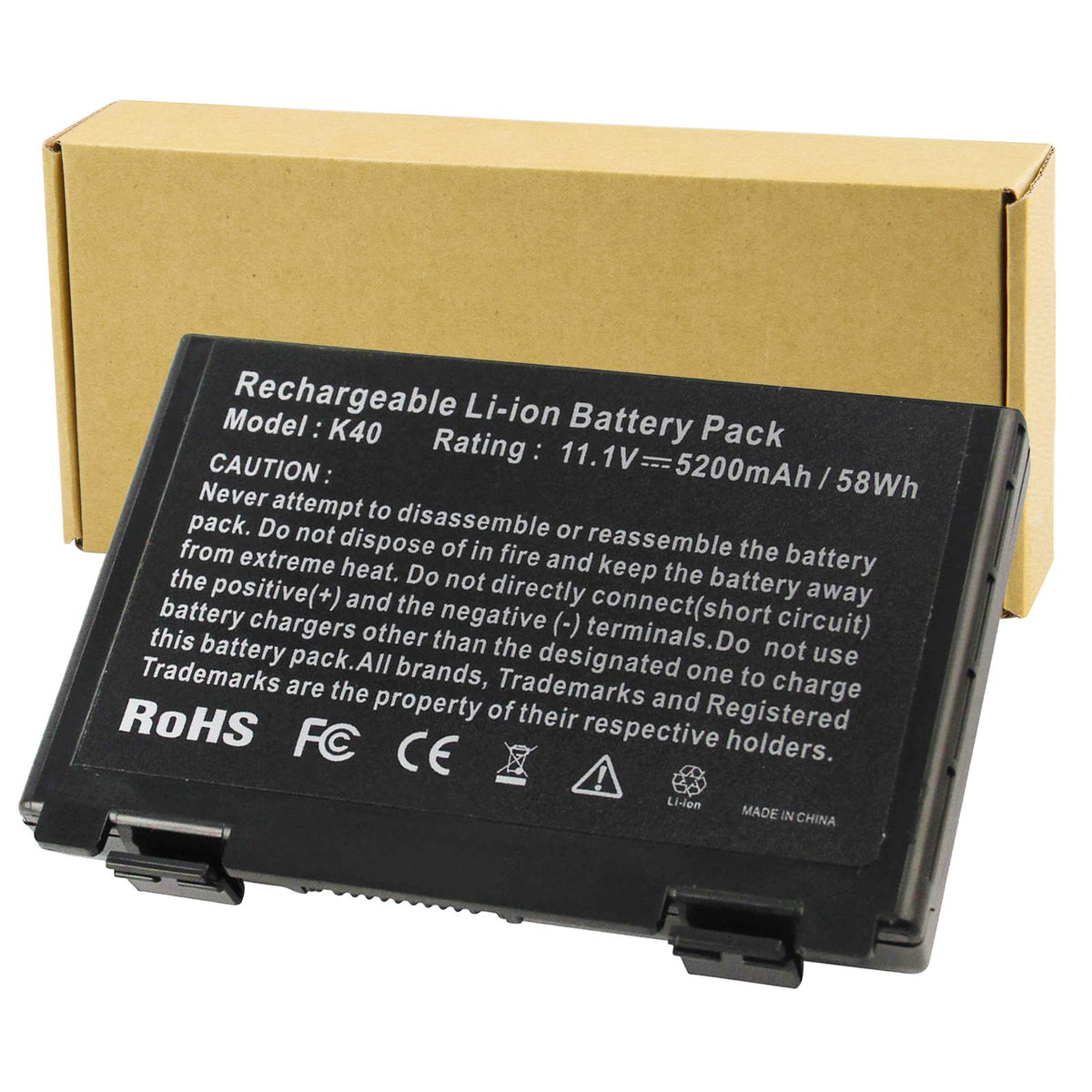 Futurebatt ASUS K61IC 6-cell battery front view, reliable power in a compact package