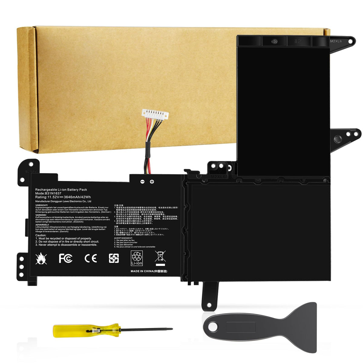 Futurebatt front packaging showing model and battery capacity benefit