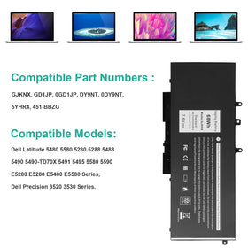 Futurebatt 5YHR4 battery for Dell Latitude 5488 connectors and terminals