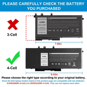 Futurebatt GJKNX battery for Dell Latitude 5580 side view demonstrating slim profile