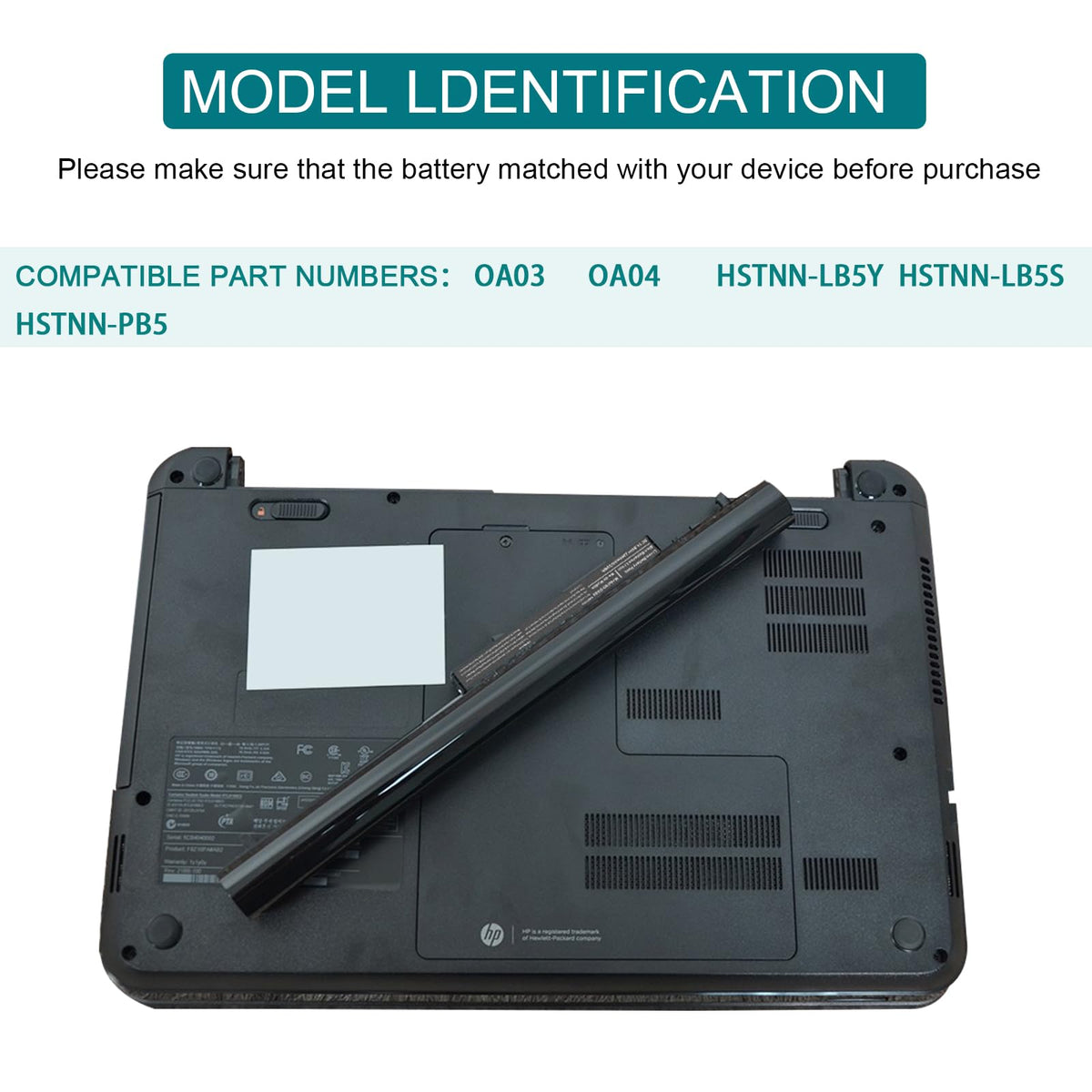 Futurebatt HSTNN-LB5S battery supports reliable performance on HP notebooks.