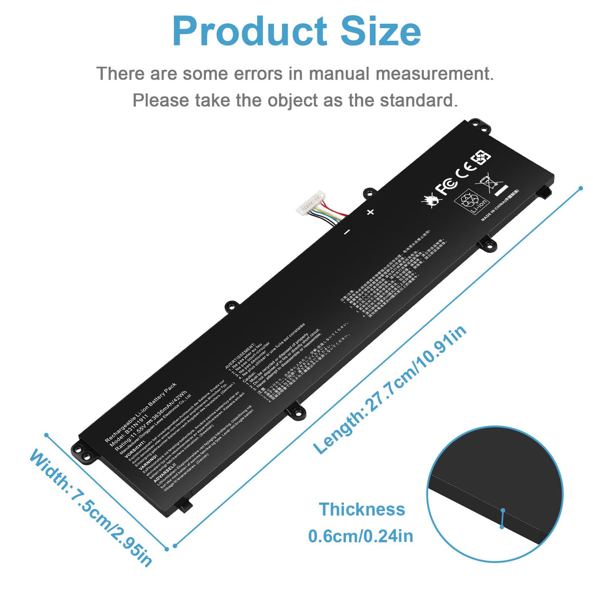 Futurebatt battery label and specs clear view aiding correct model selection